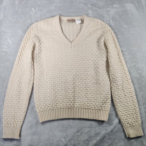 LEVI Strauss & Co. Cream pullover  long sleeve women's v-neck sweater M vintage - Picture 1 of 6